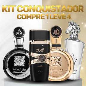 KIT CONQUISTADOR - ( ASAD | FAKHAR BLACK | FAKHAR GOLD | MAAHIR LEGACY ) 100ml cada + Envio Grátis